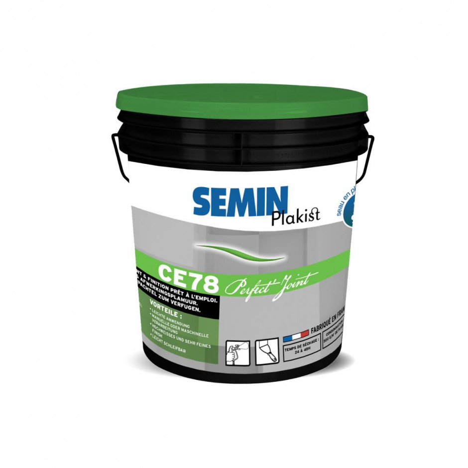 CE 78 PERFECT'JOINT — готова шпаклівка SEMIN для швів гіпсокартону, відро 25 кг із зеленою кришкою